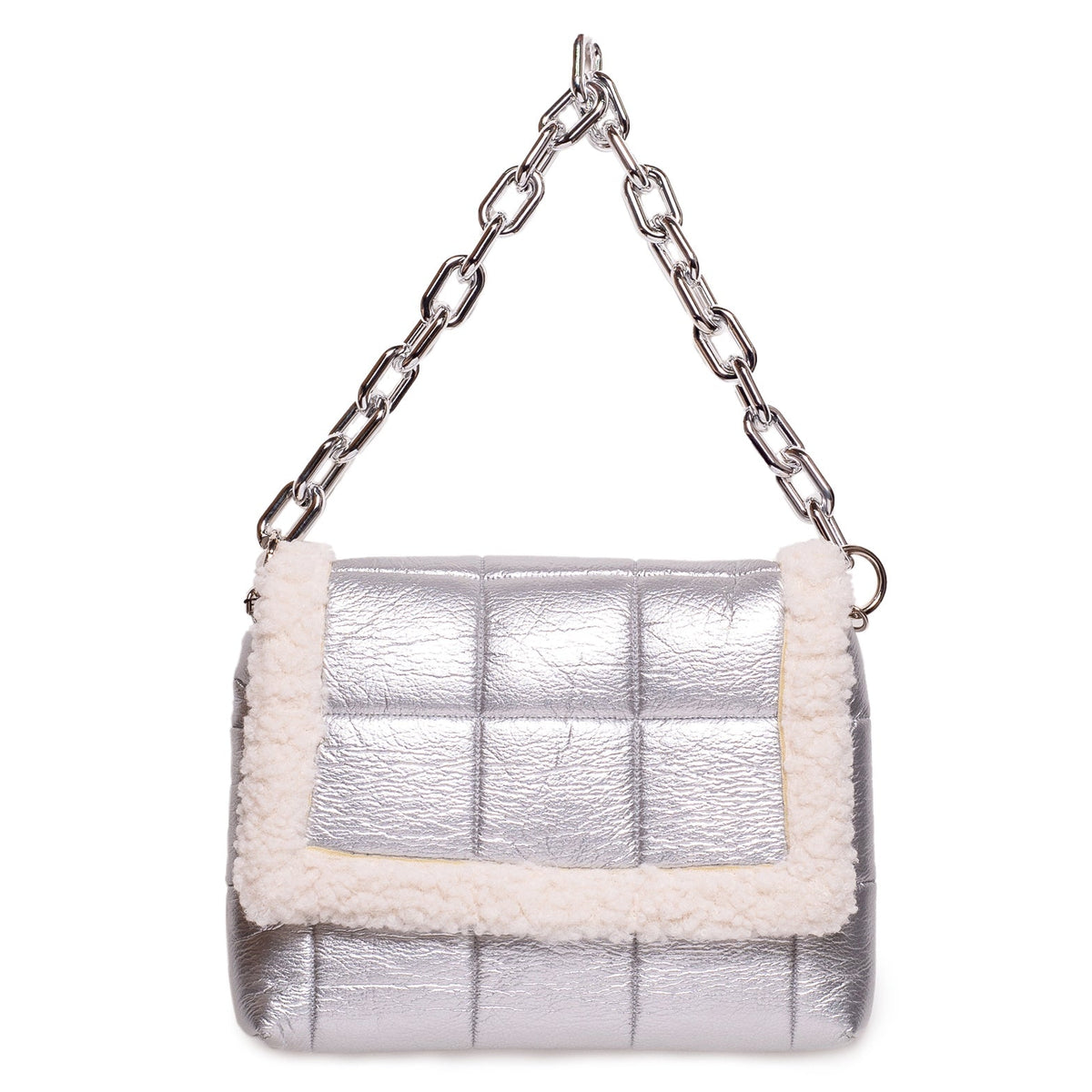 Italian Women Silver Leather HandBag #1202