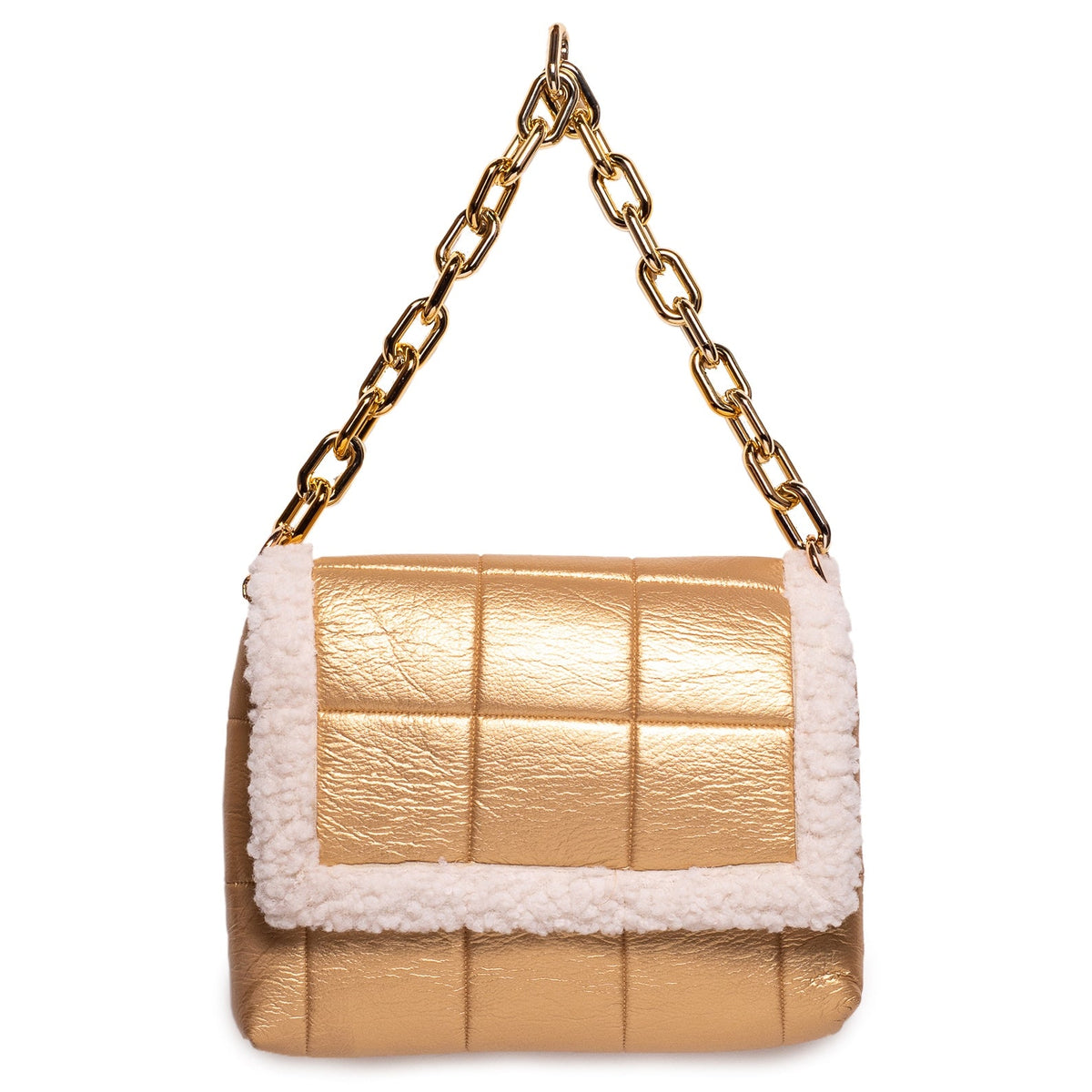 Italian Women Gold Leather HandBag #1203