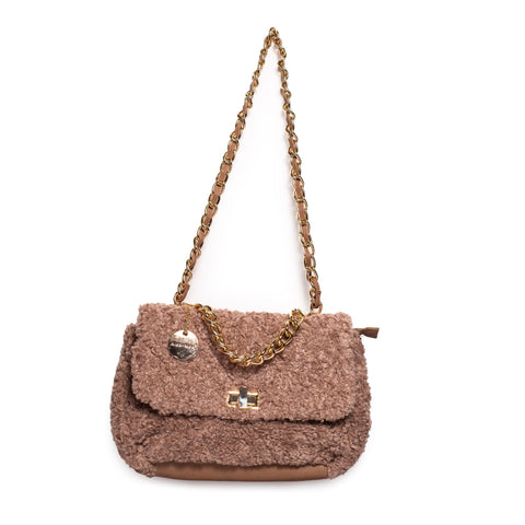 Italian Women Beige Fur HandBag #1218