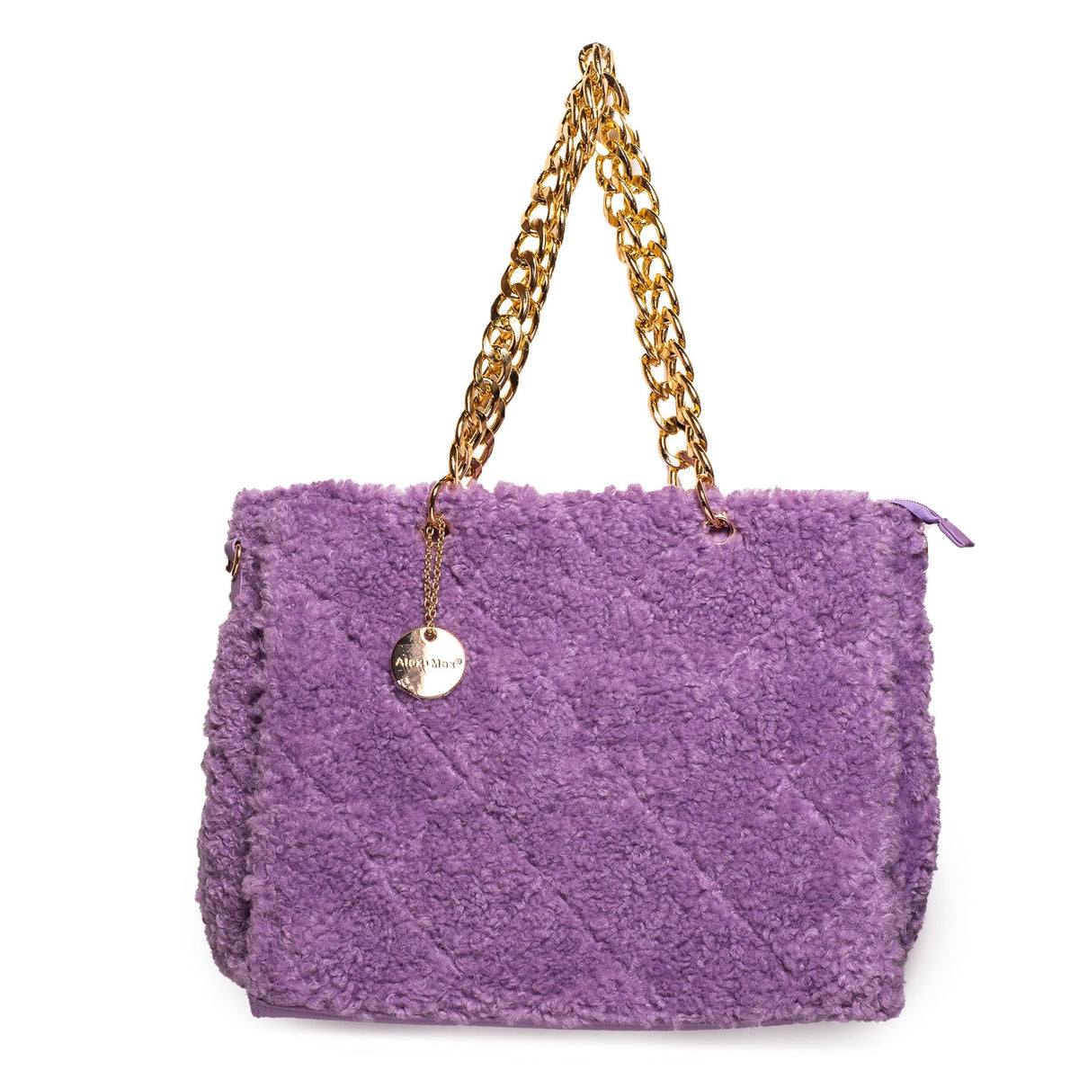 Italian Women Purple Fur HandBag #1253