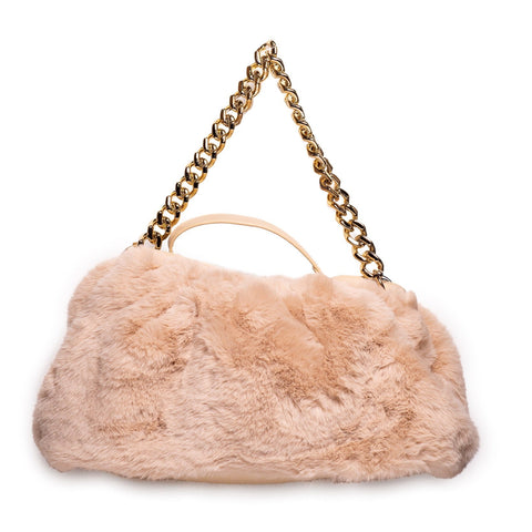 Italian Women Beige Fur HandBag #1278
