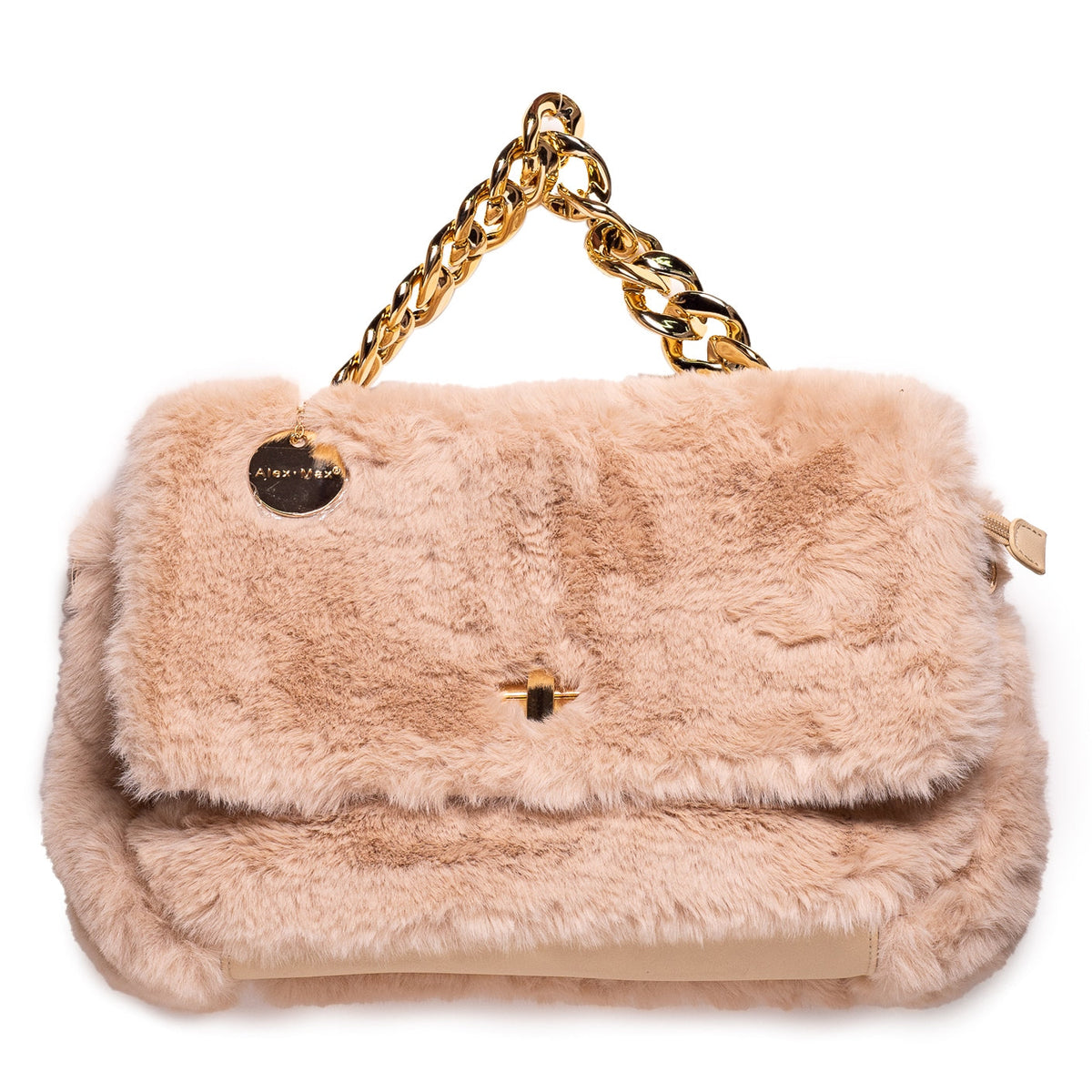 Italian Women Beige Fur HandBag #1280