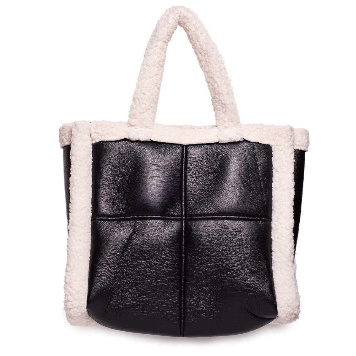 Italian Women Black Leather HandBag #1291