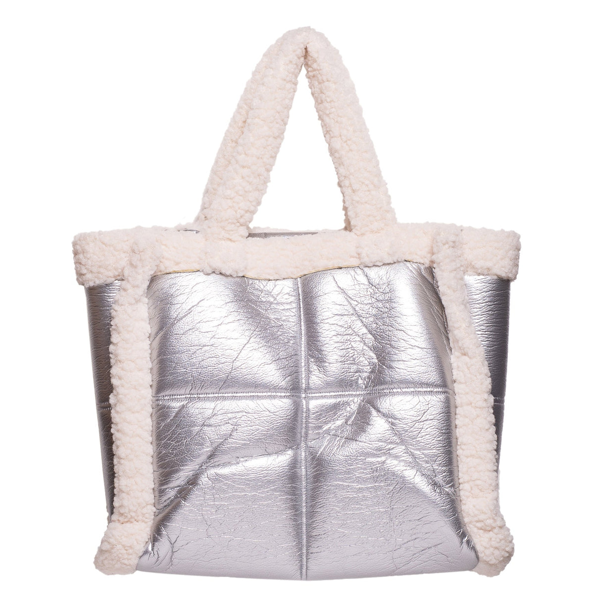 Italian Women Silver Leather HandBag #1292