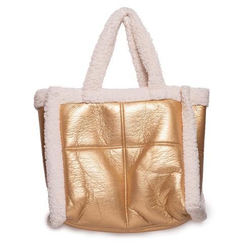 Italian Women Gold Leather HandBag #1293