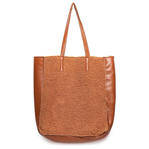 Italian Women Havan LeatherxFur HandBag #1305