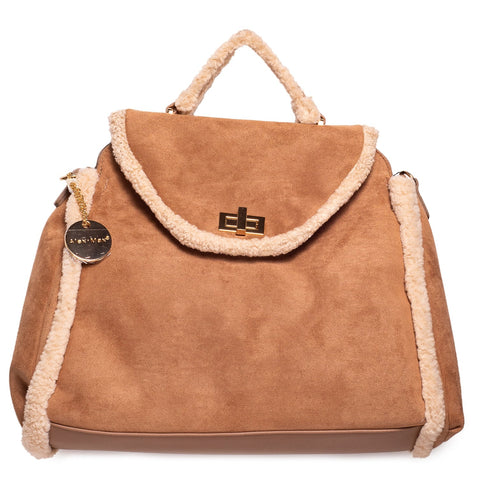 Italian Women Beige Chamois HandBag #1309