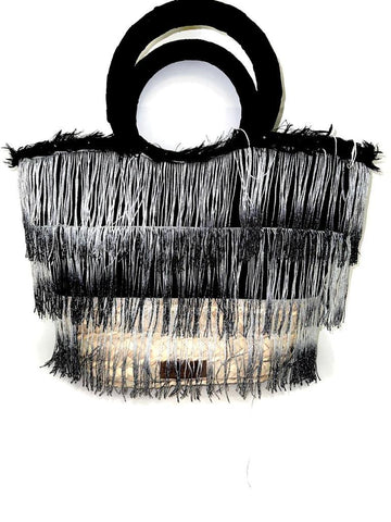 Women Black Wicker HandBag #1497