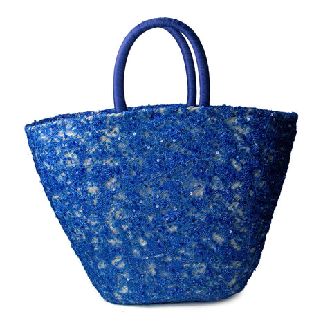 Women Blue Wicker Bag #1567