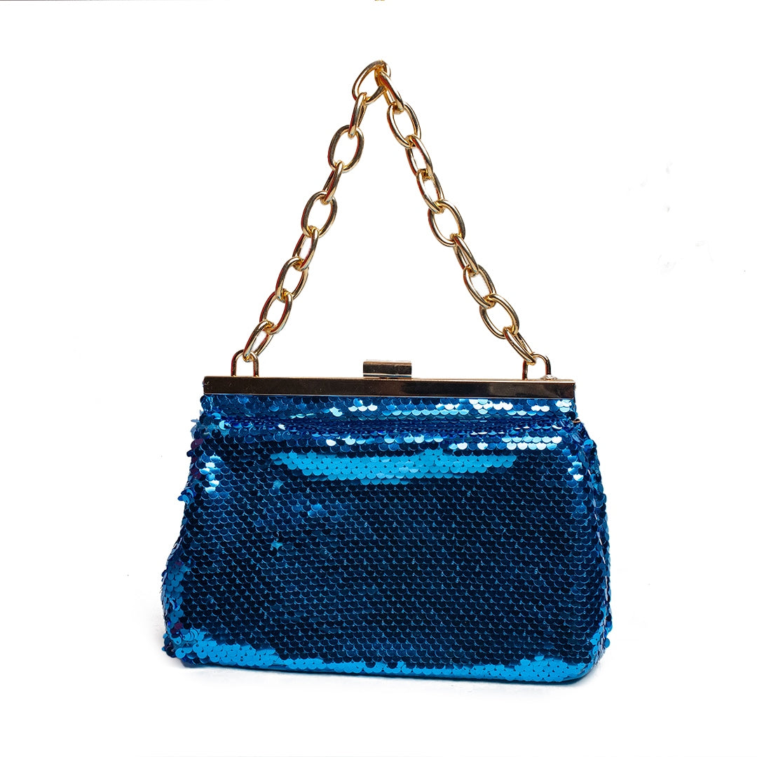 EuropeonUnion Women Blue Glitter Bag #1585