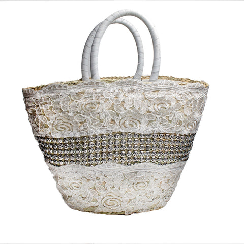 Women white Wicker Bag #1586