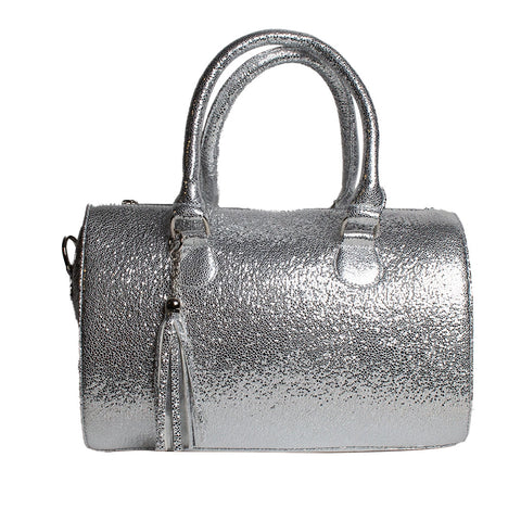 Women Silver Leather HandBag #1625