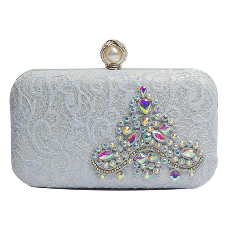 EuropeonUnion Women Silver Cloth HandBag #1716