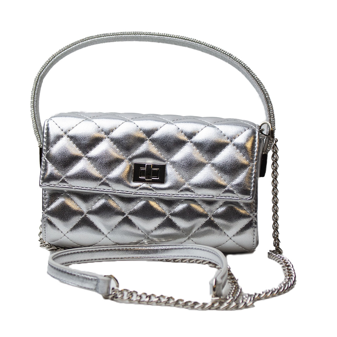 EuropeonUnion Women Silver Leather HandBag #1896