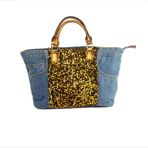 EuropeonUnion Women Gold Jeans HandBag #1920