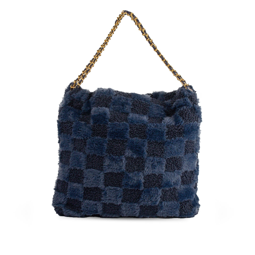 EuropeonUnion Women Navy Fur HandBag #1964
