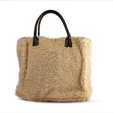 EuropeonUnion Women Beige Fur HandBag #1985