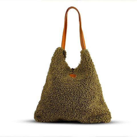 EuropeonUnion Women Green Fur HandBag #1996