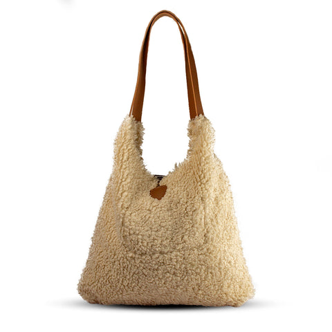 EuropeonUnion Women Beige Fur HandBag #1997