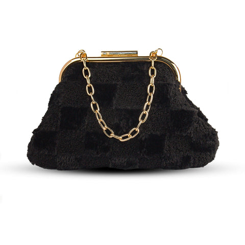 EuropeonUnion Women Black Fur HandBag #2001