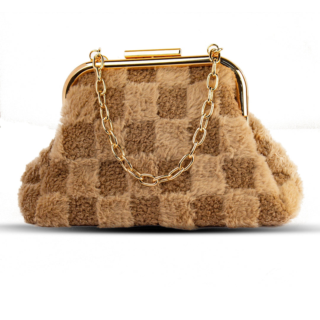 EuropeonUnion Women kaki Fur HandBag #2002