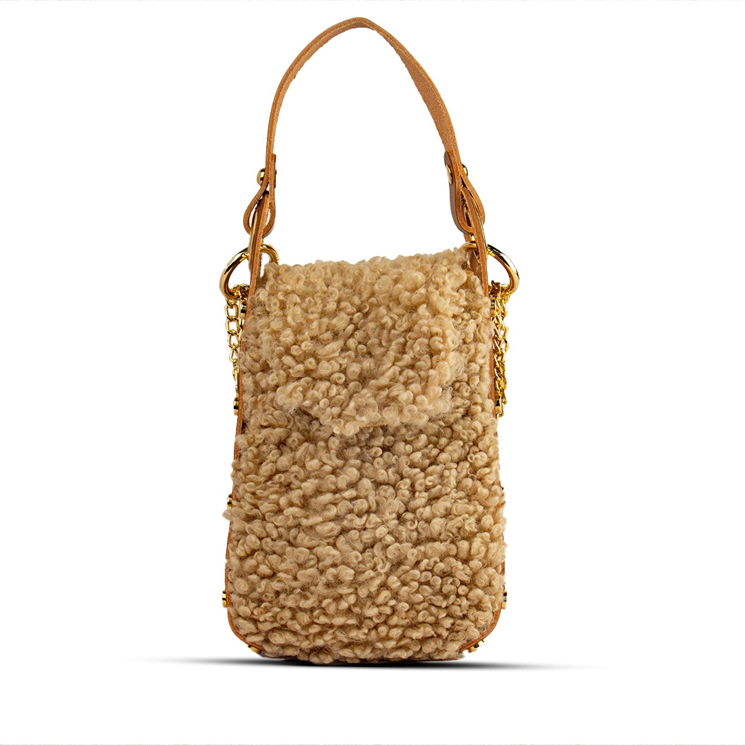 EuropeonUnion Women Beige Fur HandBag #2118