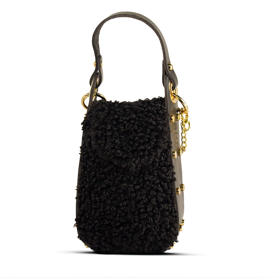 EuropeonUnion Women Black Fur HandBag #2119