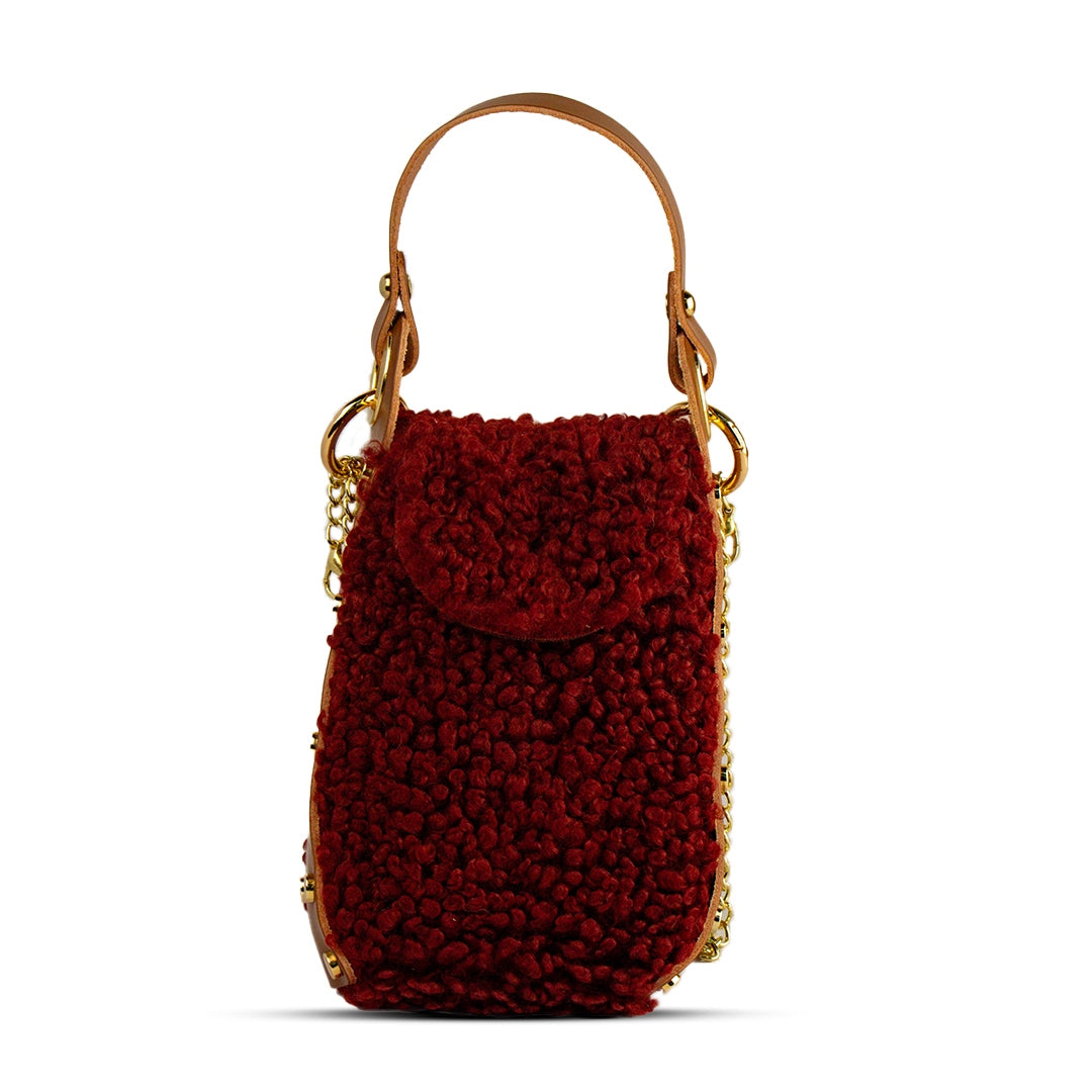 EuropeonUnion Women Maroon Fur HandBag #2124