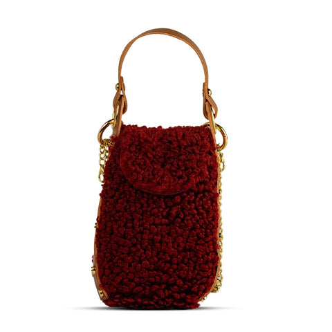 EuropeonUnion Women Maroon Fur HandBag #2124
