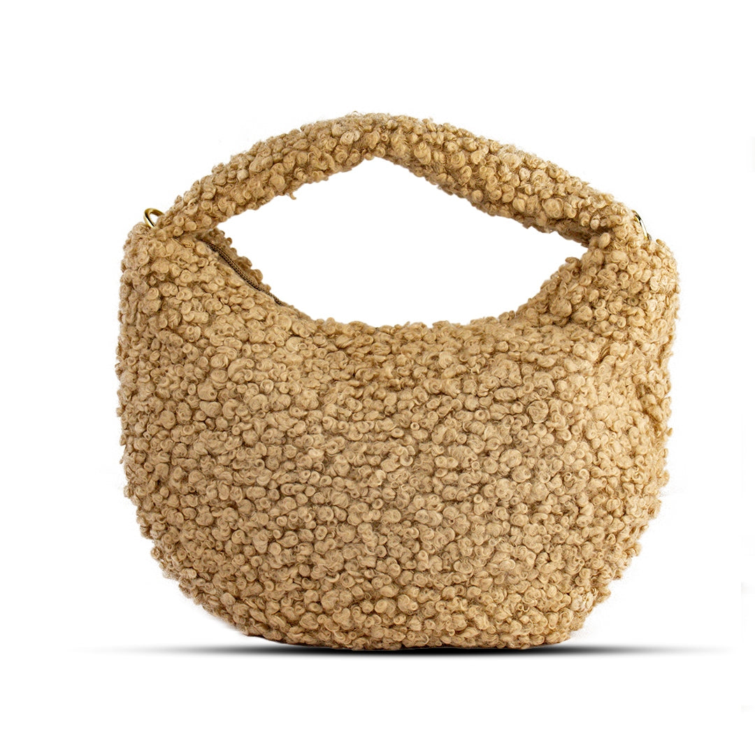 EuropeonUnion Women Beige Fur HandBag #2129