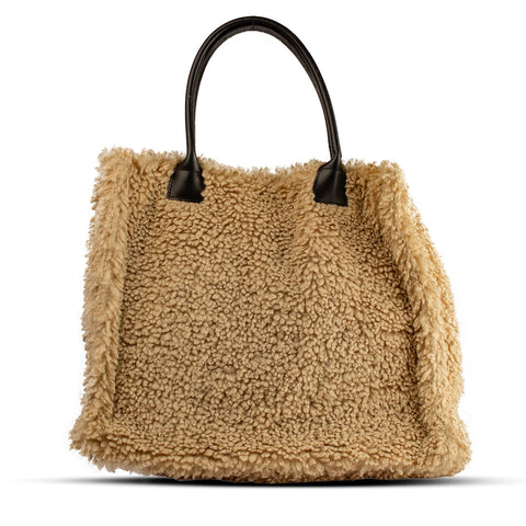 EuropeonUnion Women Beige Fur HandBag #2133