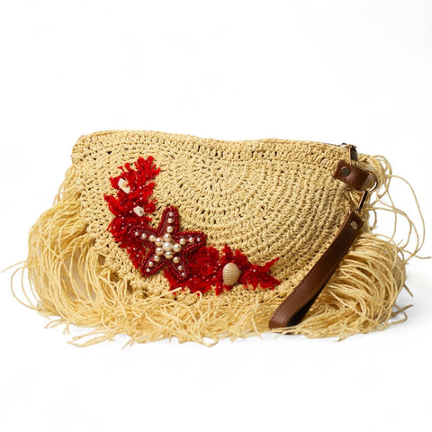 Women Red Wicker HandBag #2219