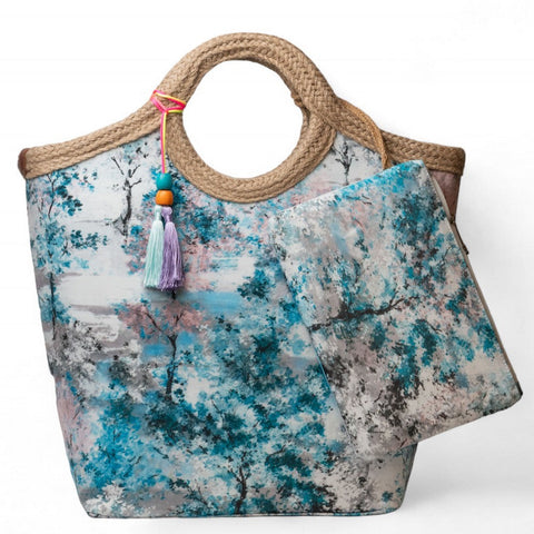 Women Turquoise Wicker HandBag #2279
