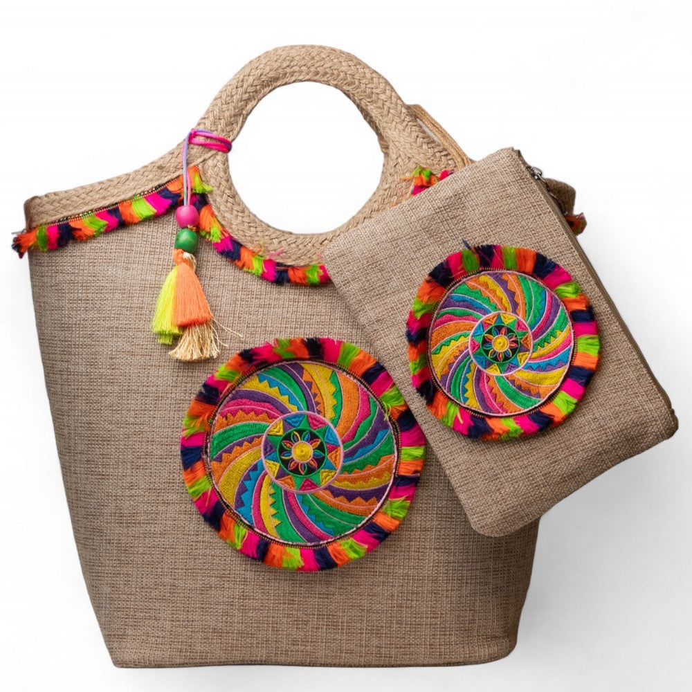 Women Beige Wicker HandBag #2282