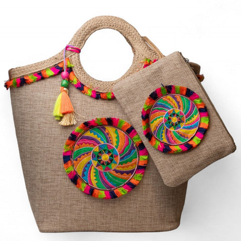 Women Beige Wicker HandBag #2282