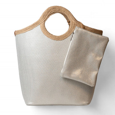 Women Silver Wicker HandBag #2308