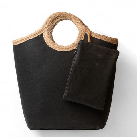 Women Black Wicker HandBag #2310