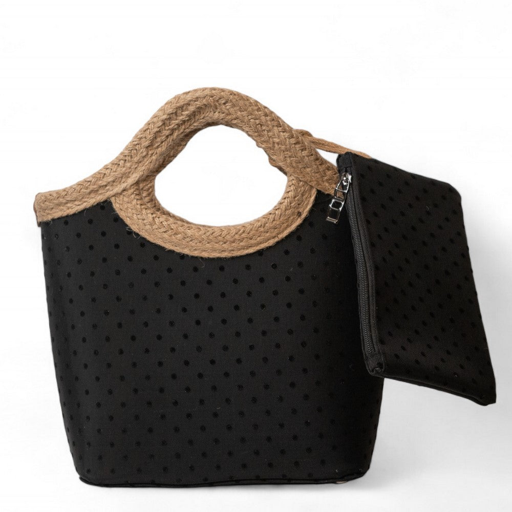 Women Black Wicker HandBag #2312