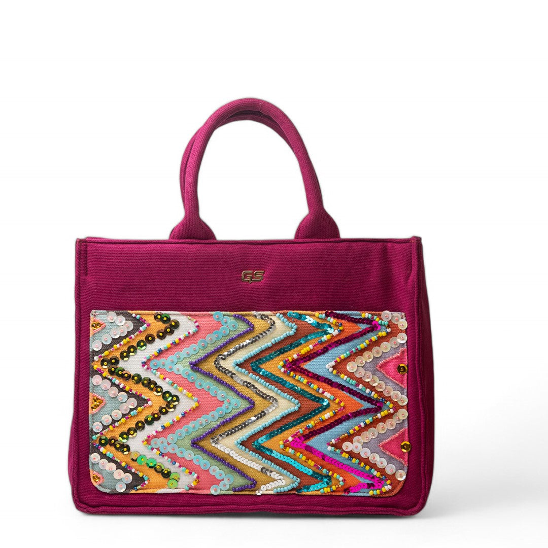 Women Fuchia Cloth HandBag #2328