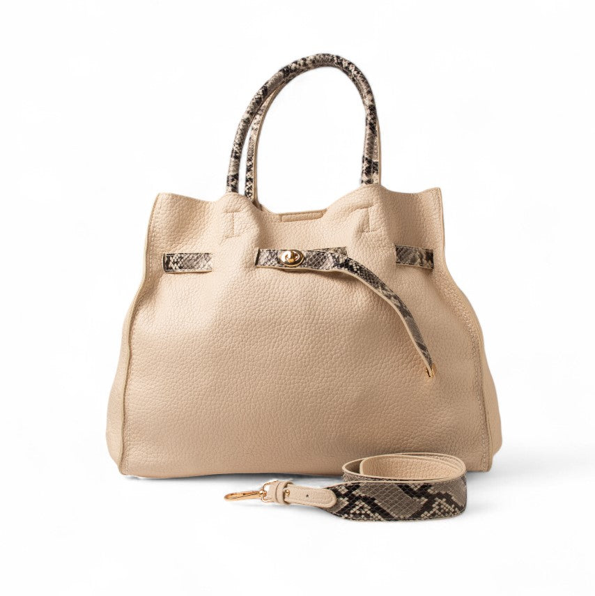 EuropeonUnion Women Off White Leather HandBag #2373