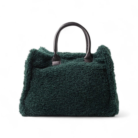 EuropeonUnion Women Green Fur HandBag #2379