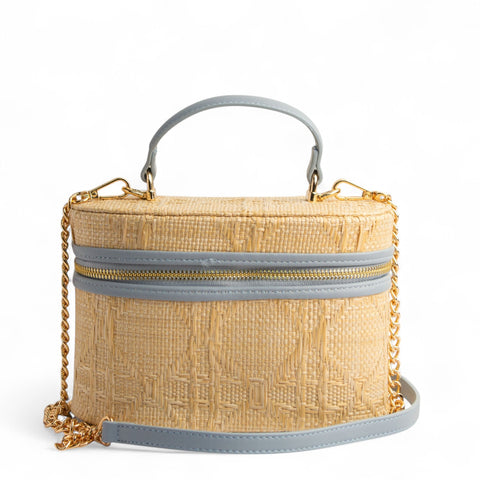 EuropeonUnion Women LightBlue Wicker HandBag #2663