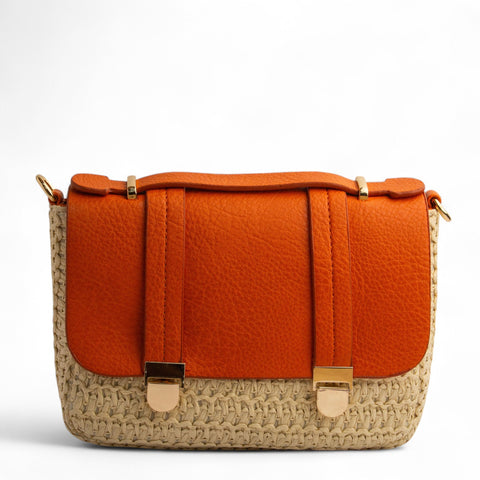 EuropeonUnion Women Orange Wicker HandBag #2732