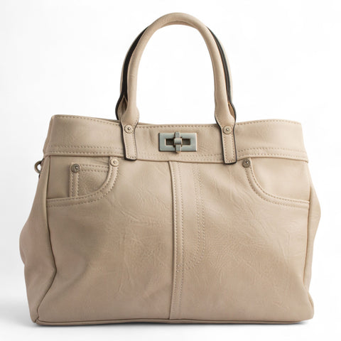 EuropeonUnion Women Biege Leather HandBag #2762