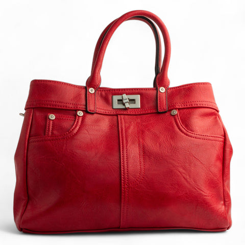 EuropeonUnion Women Red Leather HandBag #2764