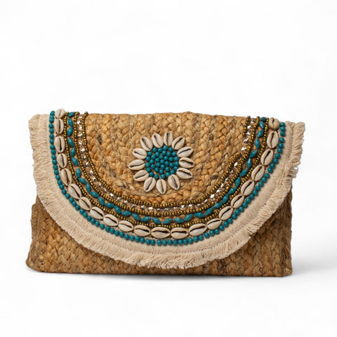 EuropeonUnion Women LightBlue Wicker BeachBag #2822