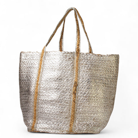 EuropeonUnion Women Silver Wicker BeachBag #2826
