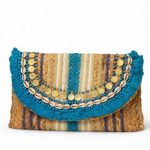 EuropeonUnion Women LightBlue Wicker BeachBag #2833