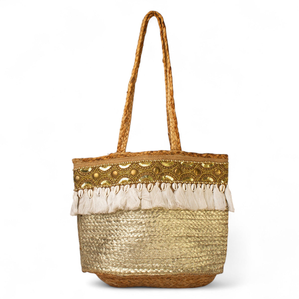EuropeonUnion Women Gold Wicker BeachBag #2840