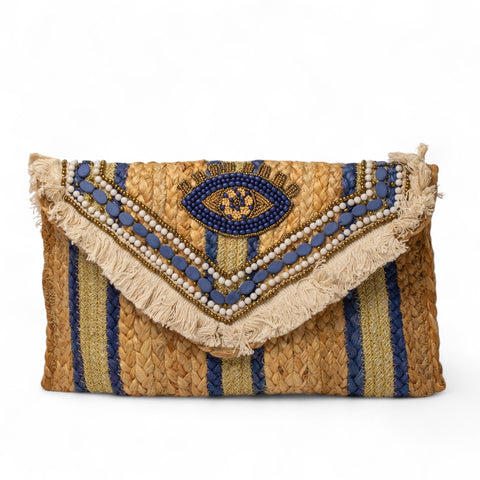 EuropeonUnion Women Blue Wicker BeachBag #2857